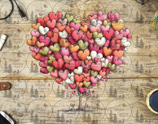 UVDTF Petal and Ink Painted Hearts Tree