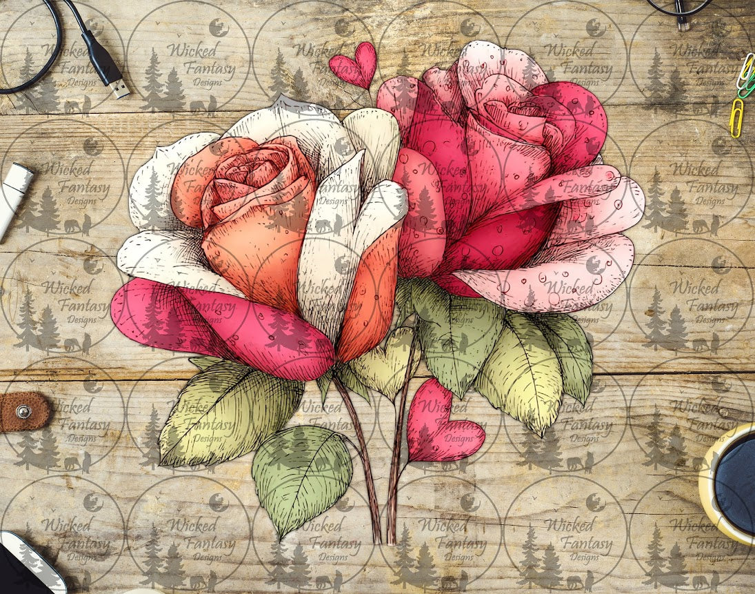 UVDTF Petal and Ink Sweetheart Roses