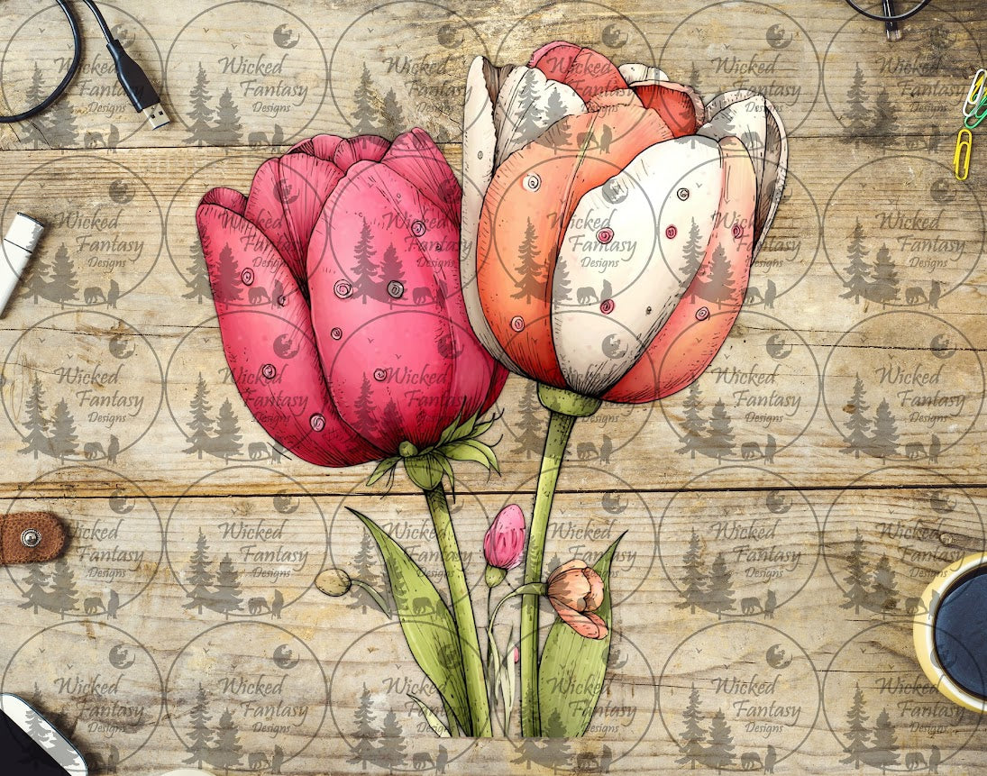UVDTF Petal and Ink Blushing Tulips