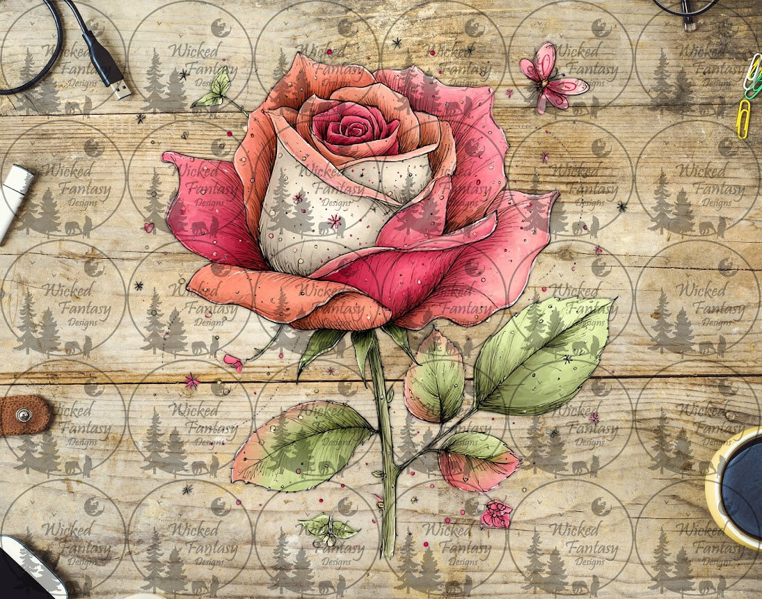 UVDTF Petal and Ink Garden Rose