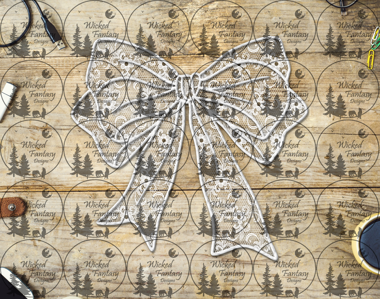 a decal that shows a Decorative bow with intricate patterns 