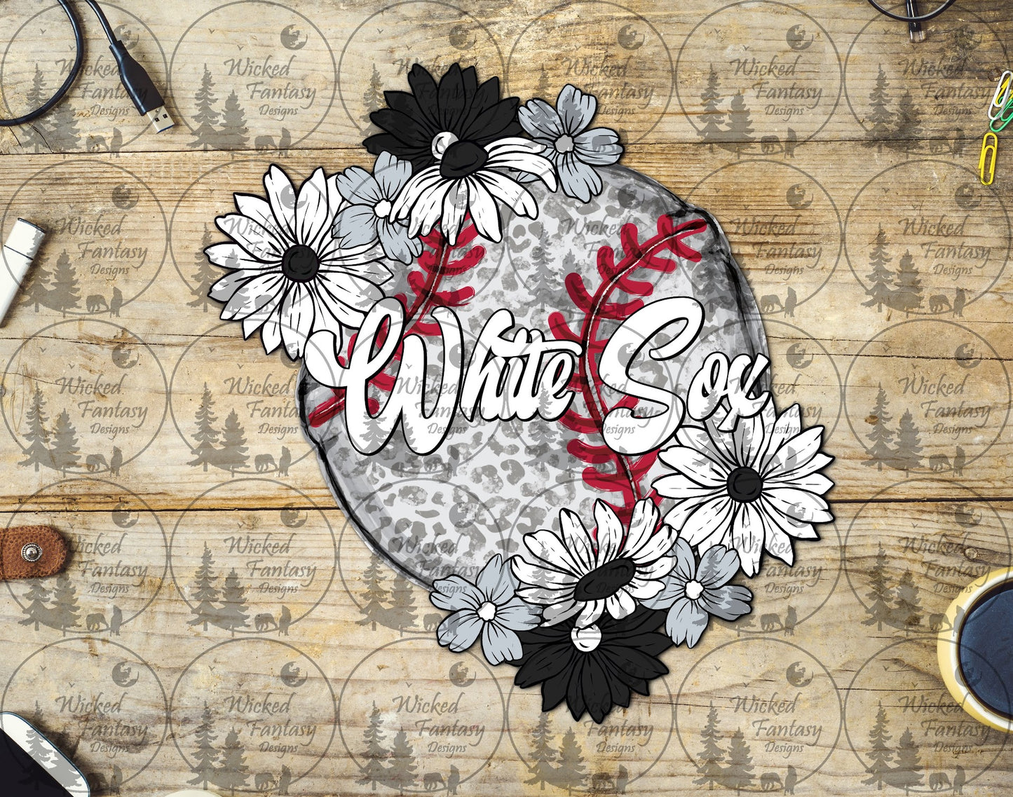 UVDTF Leopard Floral Baseball Sox
