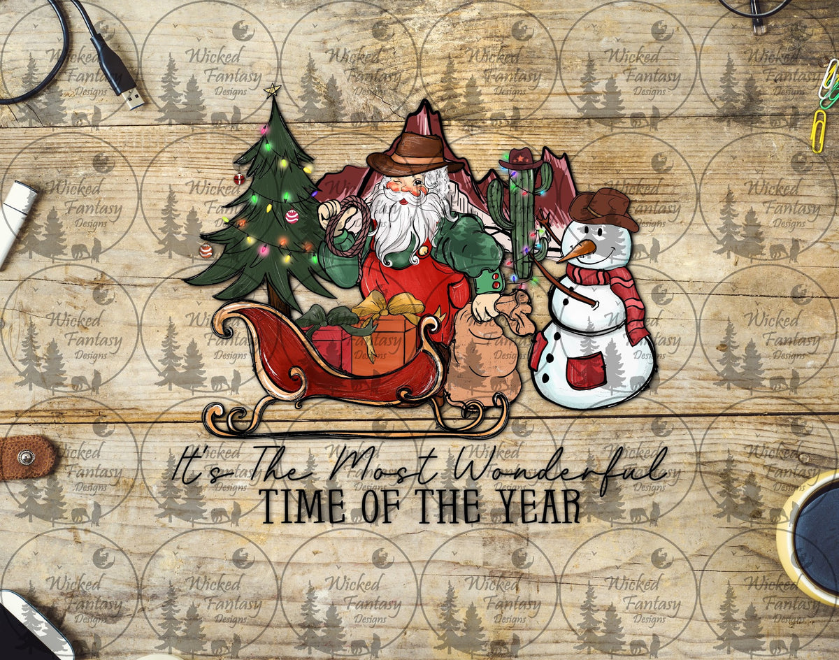 UVDTF Its The Most Wonderful Time of Year Cowboy Santa