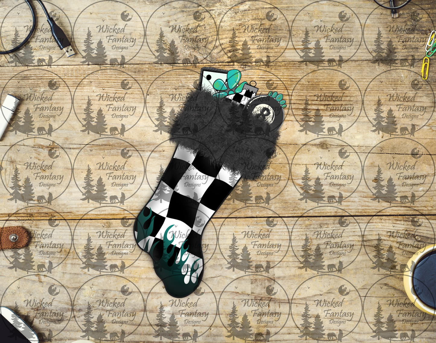 UVDTF Checkered Christmas Stocking