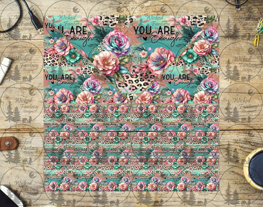 UVDTF You are Enough Leopard Triangles and Striping 20oz 30oz 10"x10" Element