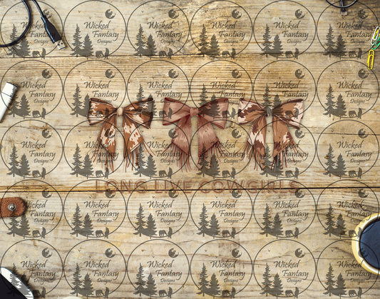 UVDTF Long Live Cowgirls Brown Cow Print Bows