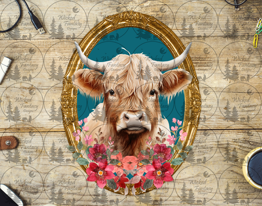UVDTF Framed Highland Cow