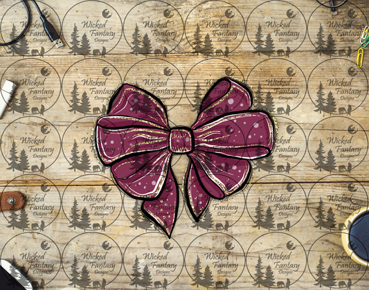UVDTF Burgundy Hand Drawn Bow