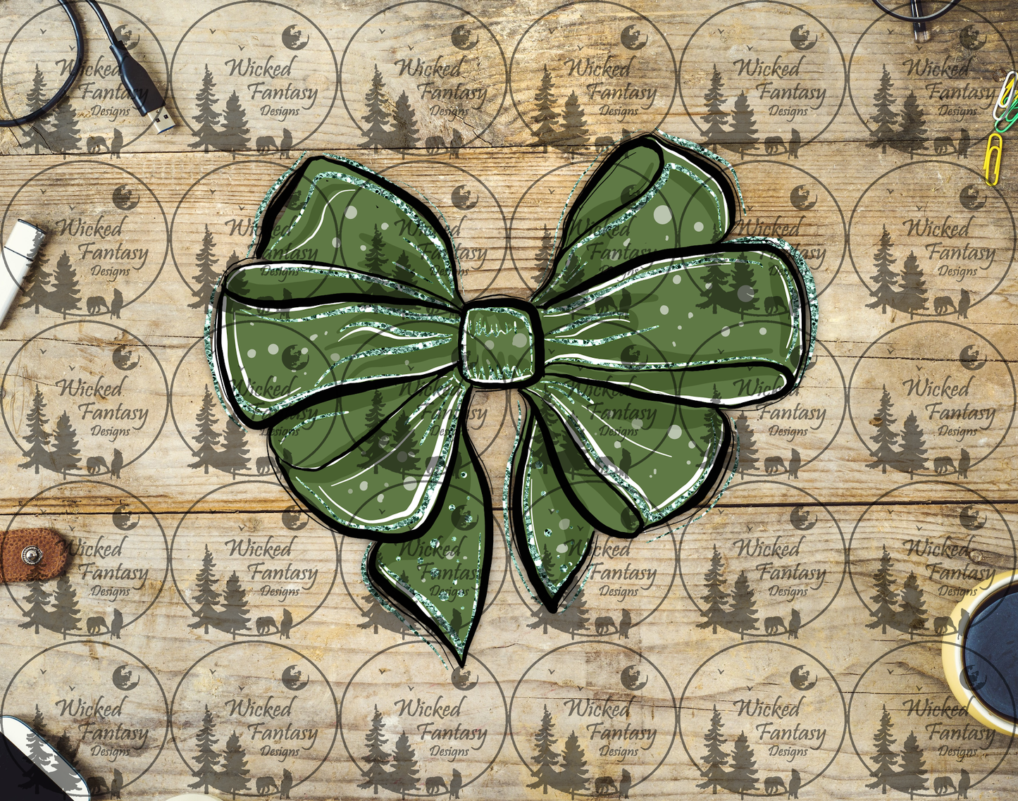 UVDTF Illustrated Green Bow