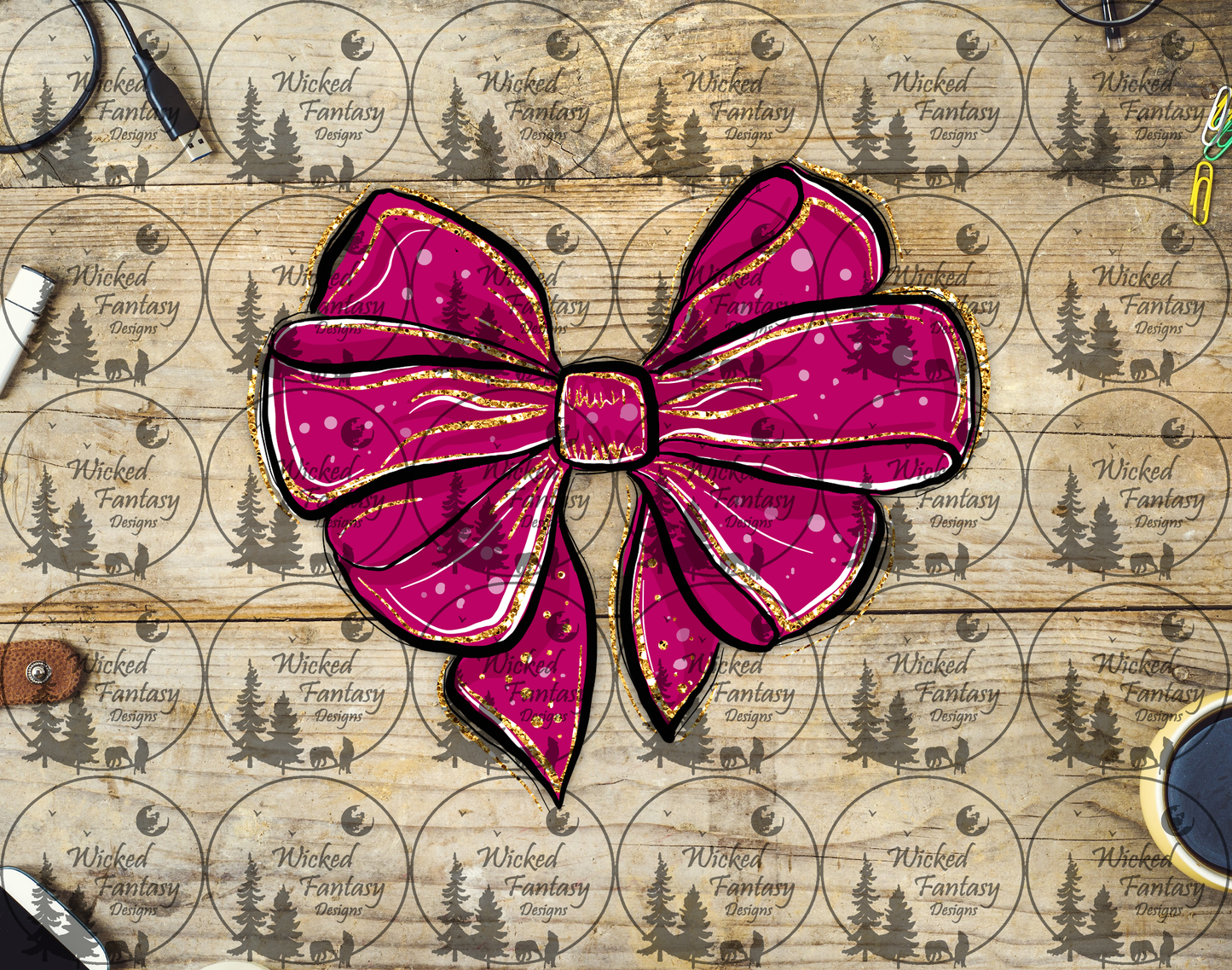 UVDTF Illustrated Magenta Bow
