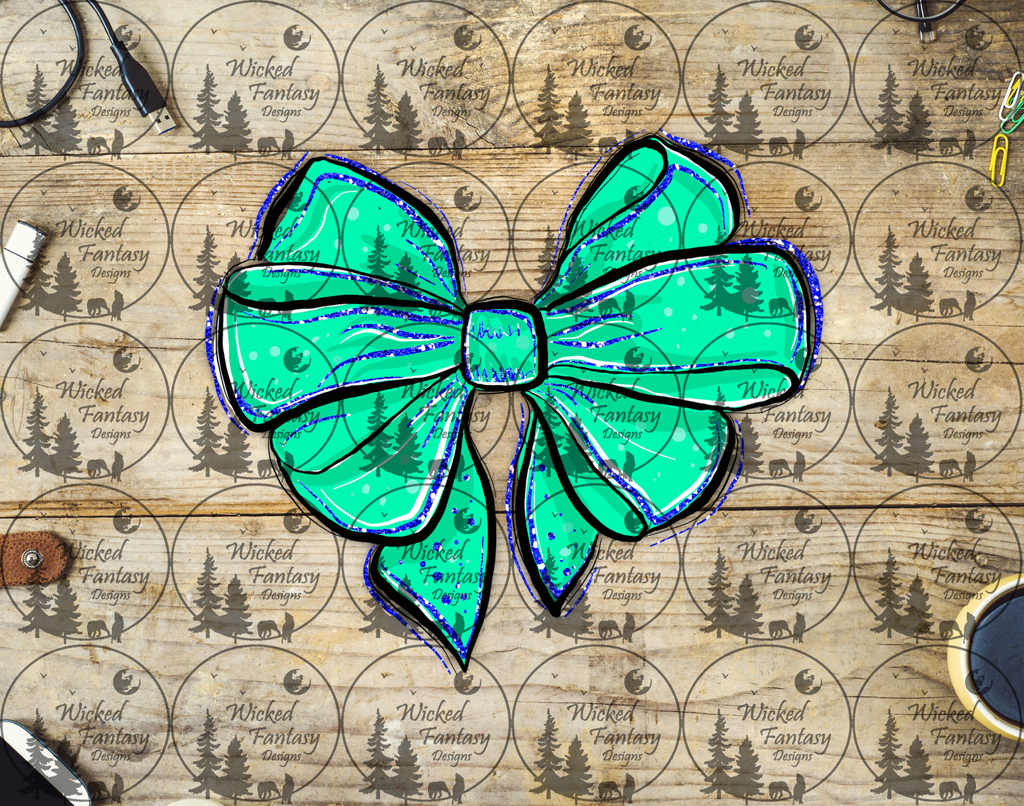 UVDTF Illustrated Teal Bow