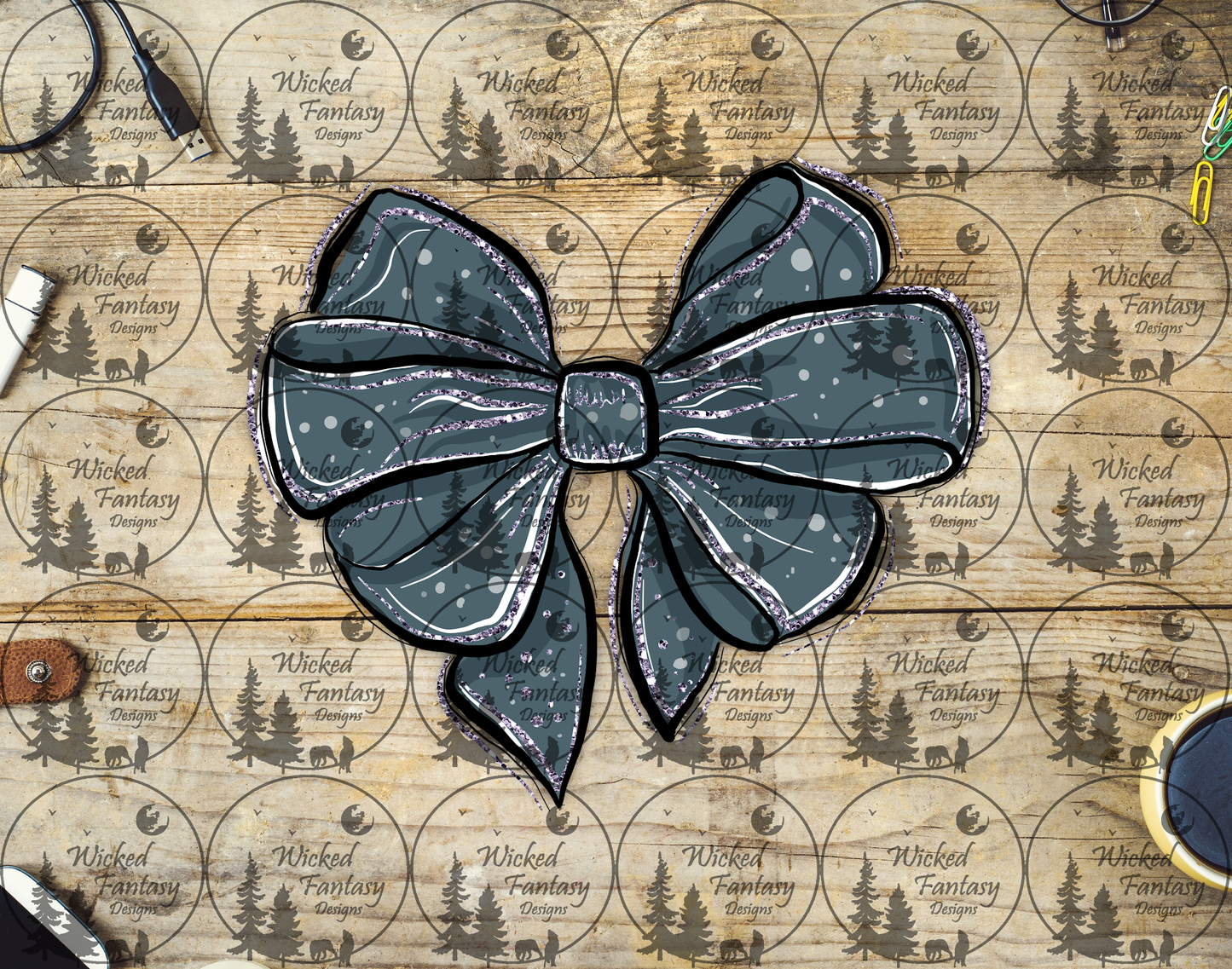 UVDTF Illustrated Grey Bow