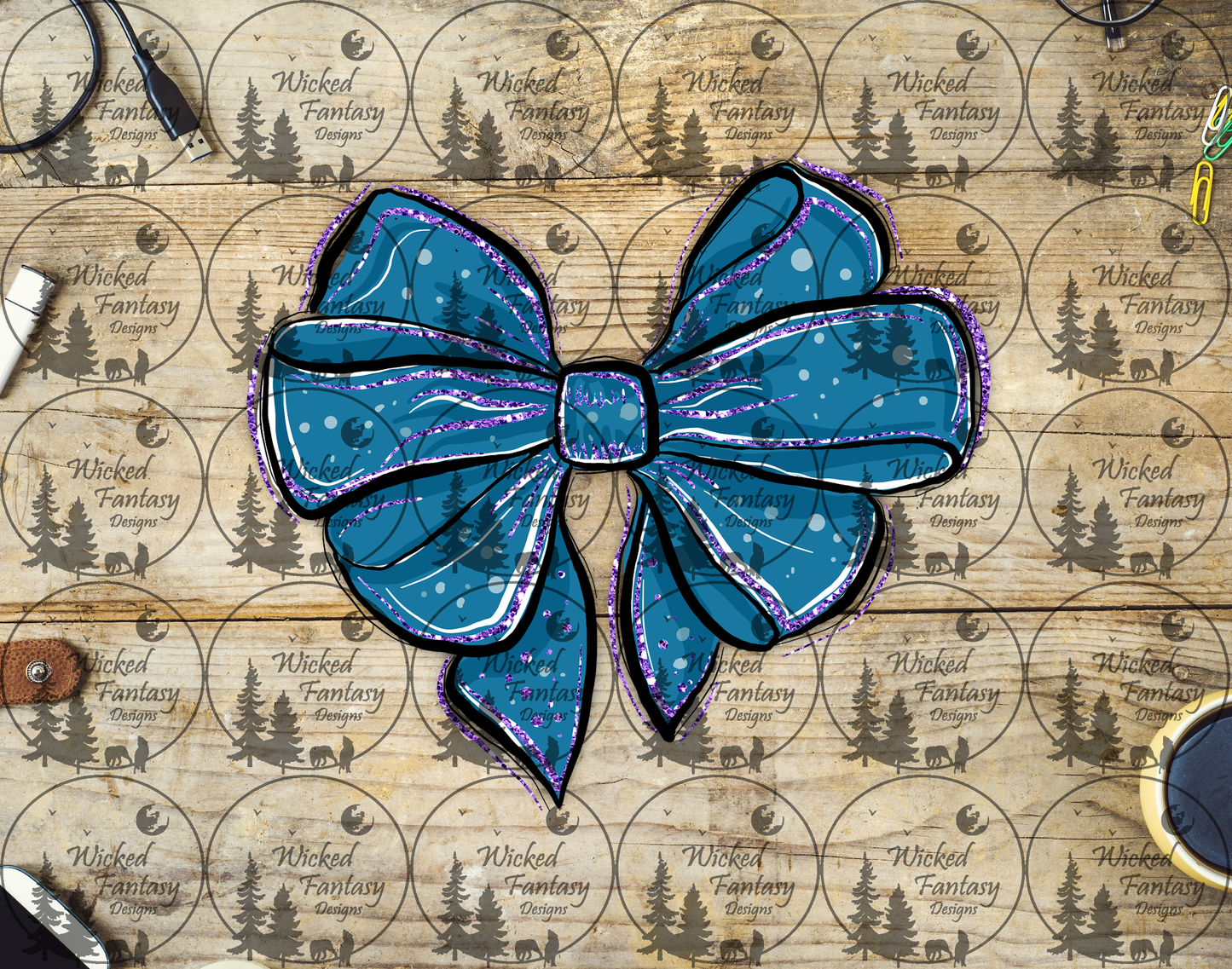 UVDTF Illustrated Blue Bow