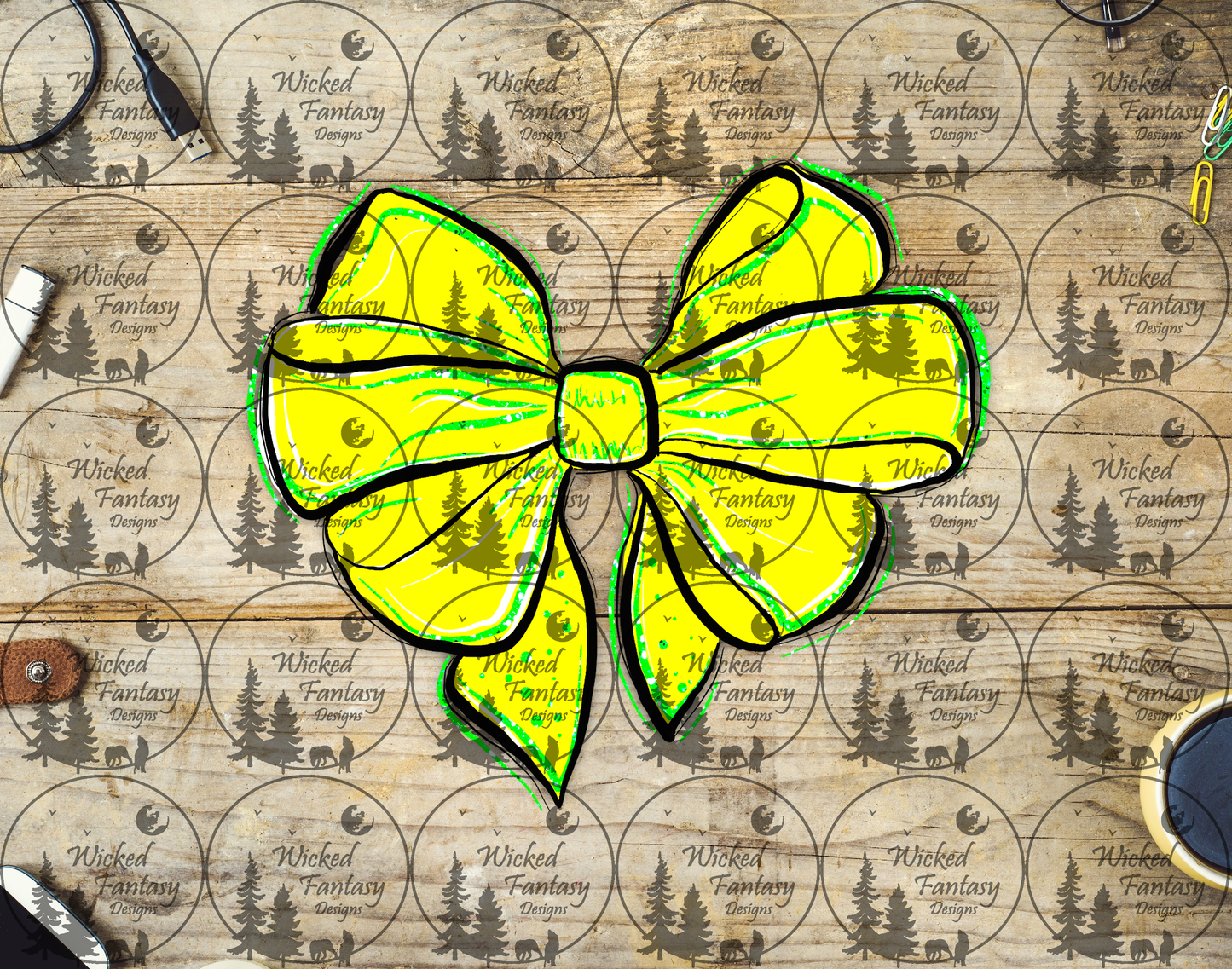 UVDTF Illustrated Bright Yellow Bow