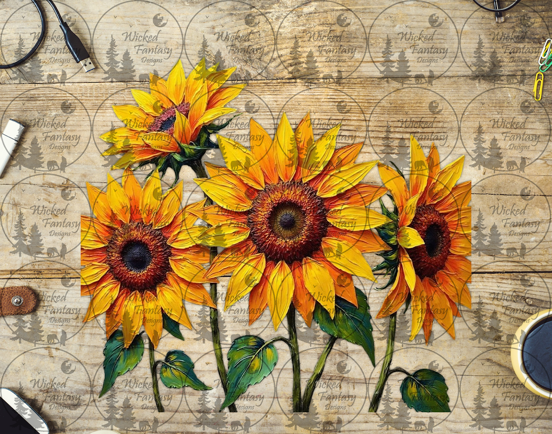 UVDTF Oil Painted Sunflower Group