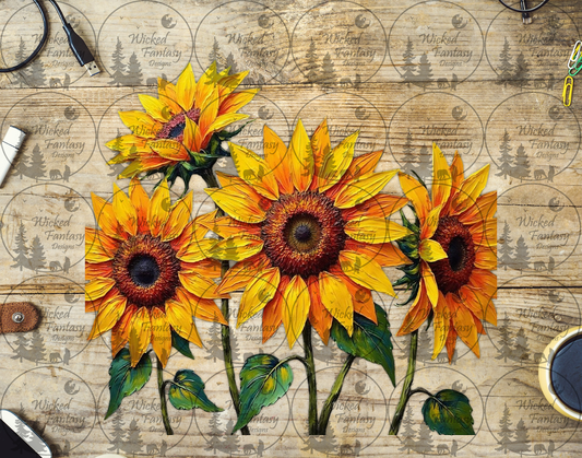 UVDTF Oil Painted Sunflower Group