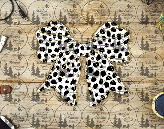 UVDTF Dalmatian Spotted Bow and Gold Outlines