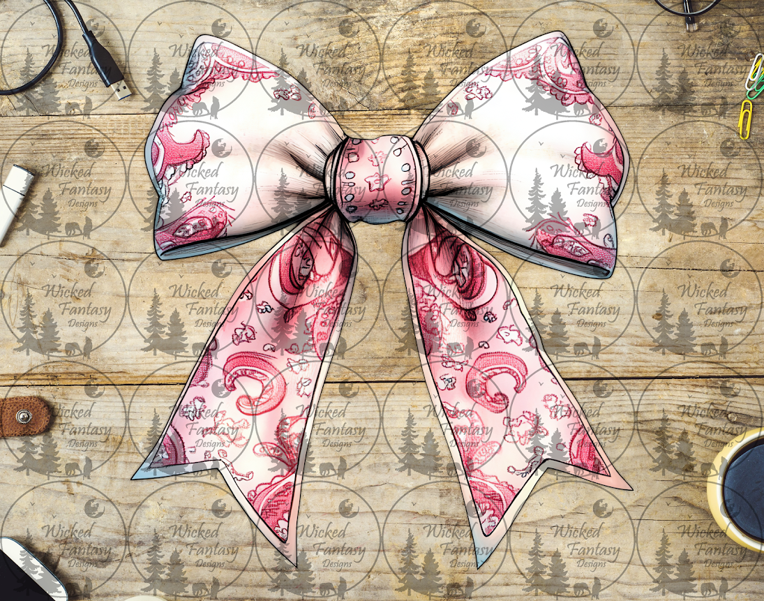 UVDTF Pink and White Paisley Bow