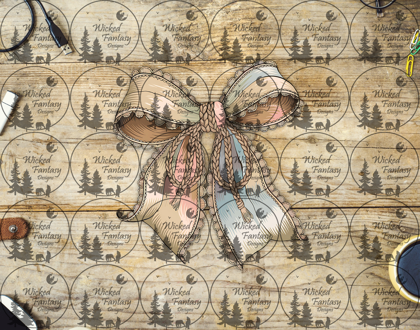 UVDTF Vintage Bow with Rope