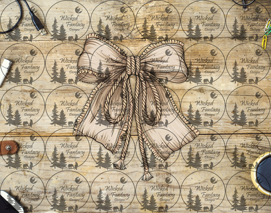 UVDTF Vintage Beige Bow with Rope
