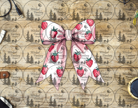 UVDTF Pink Bow with Strawberries