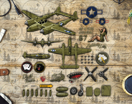 UVDTF P38 Warplane Element Sheet