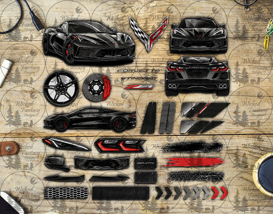 UVDTF Black Sports Car Element Sheet