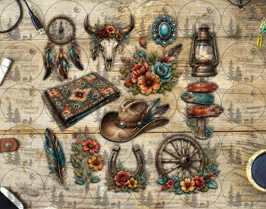 UVDTF Rustic Country Cow Skull Element Sheet