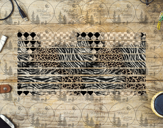 UVDTF Animal Print Grunge Patchwork Striping 6x12" element