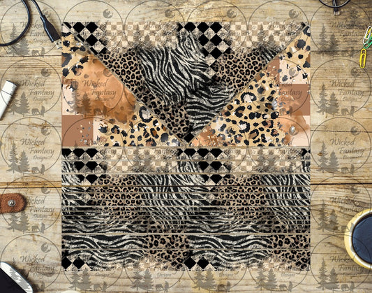 UVDTF Grunge Animal Print Triangles and Striping 20oz 30oz 10"x10" Element Sheet