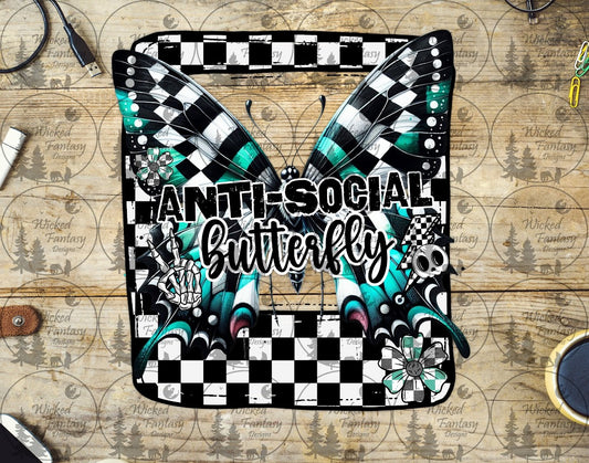 UVDTF Anti Social Butterfly Teal Photo Frame