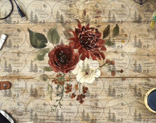 UVDTF Rust and Cream Flower Arrangement