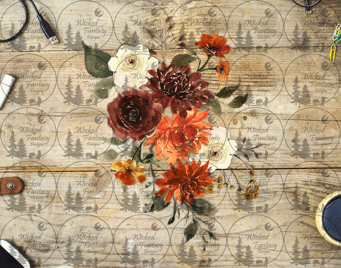 UVDTF Moody Rust Floral Arrangement