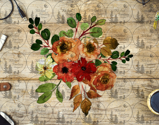 UVDTF Red Orange Floral Arrangement