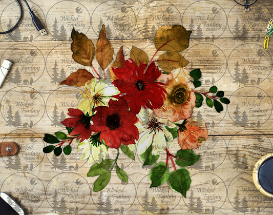 UVDTF Red Orange and Cream Flower Arrangement