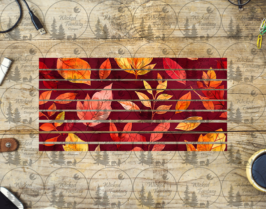 UVDTF Burgundy Autumn Leaves Striping 6x12" element