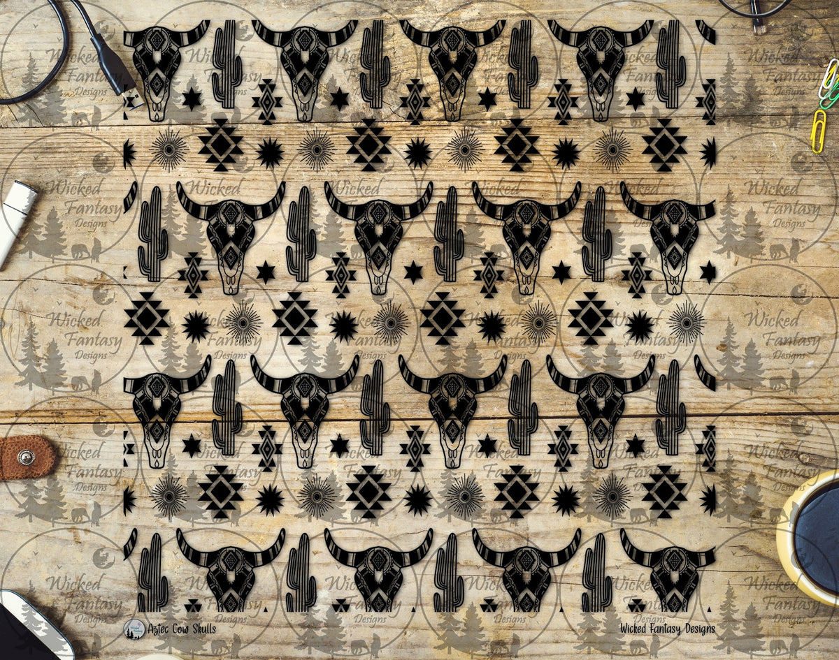 UVDTF Aztec Cow Skulls 20oz 30oz 10"x10"