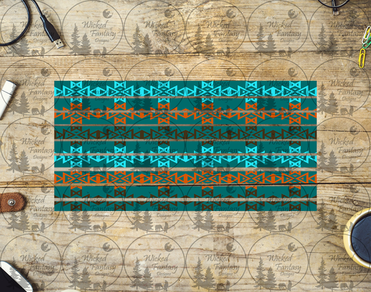 UVDTF Teal and Rust Aztec Striping 6x12" element