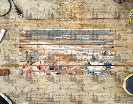 UVDTF Rustic Wood and Floral Striping 6x12" element