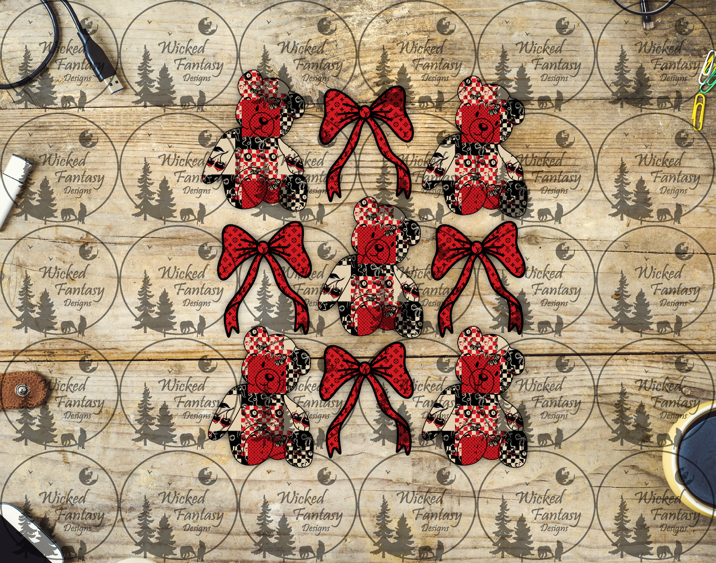UVDTF Teddy Bears and Bows 6x7"