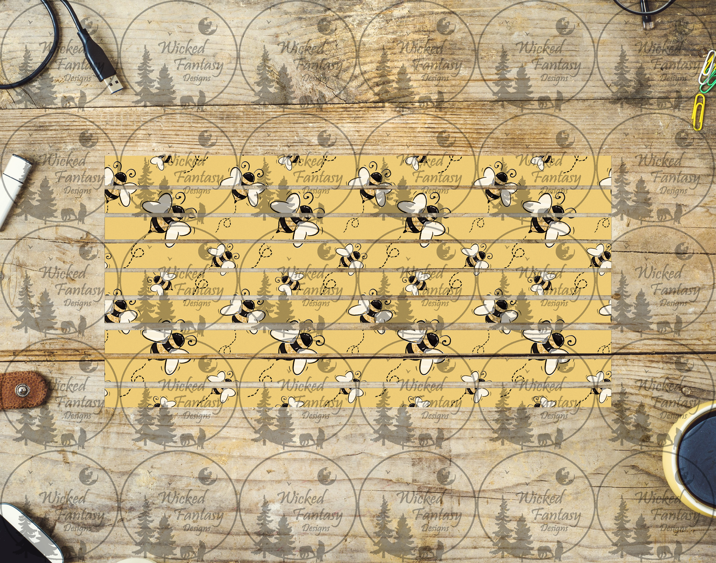 UVDTF Meandering Bee 6x12" Striping element