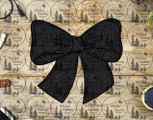UVDTF Black on Black Leopard Bow