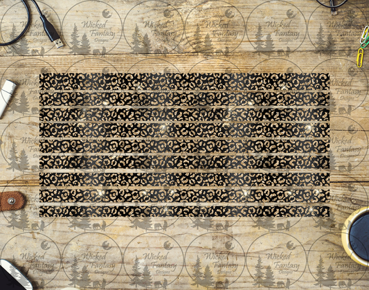 UVDTF Black and Gold Leopard Print Striping 6x12" element