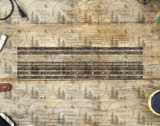 UVDTF Black and Gold Leopard Print 12"long  Narrow Striping Element