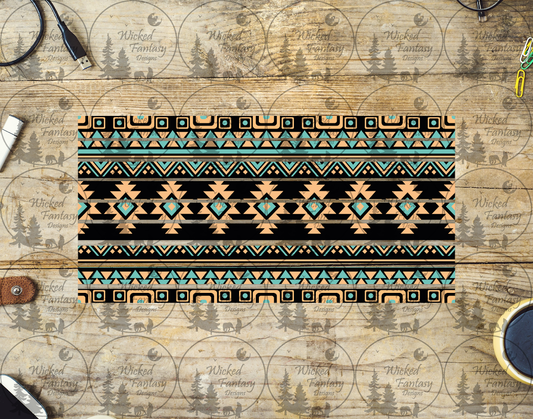 UVDTF Black Teal and Tan Aztec Striping 6x12" element