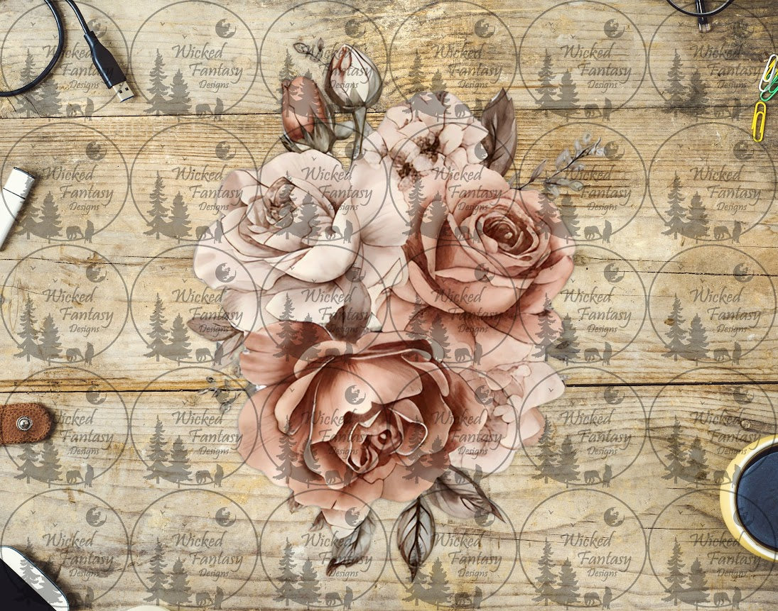 UVDTF Ivory and Peach Floral Arrangement