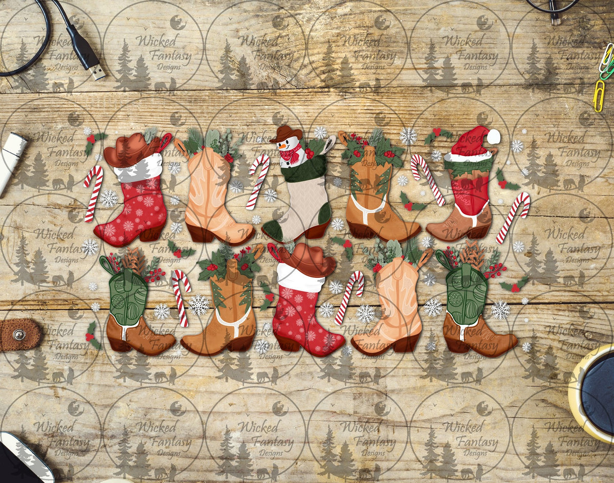 UVDTF Christmas Cowboy Boots 16oz 40oz