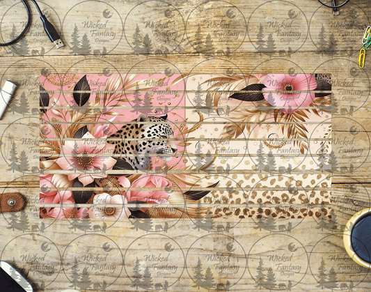 UVDTF Pink and Gold Leopard Striping 6x12" element