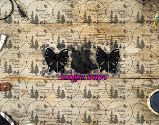 UVDTF Boujee Babe Black Boots and Bows
