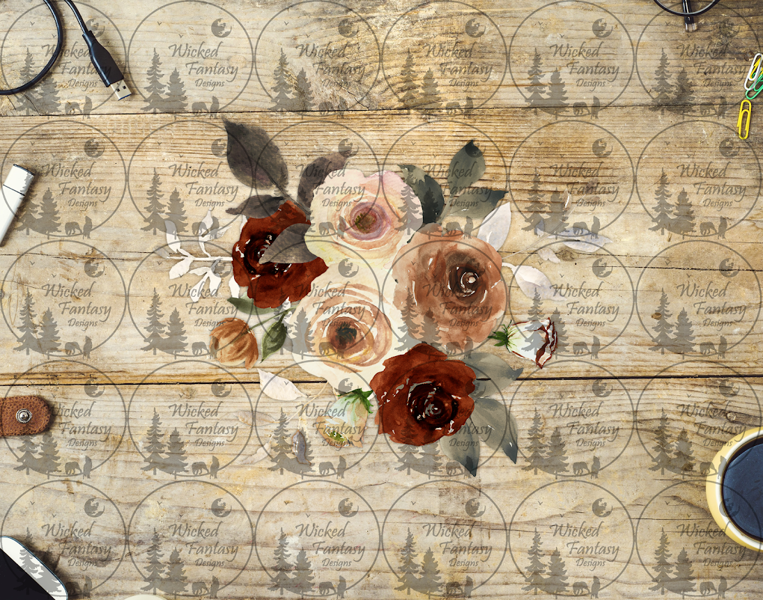 UVDTF Blush Rust Cream Floral Spray